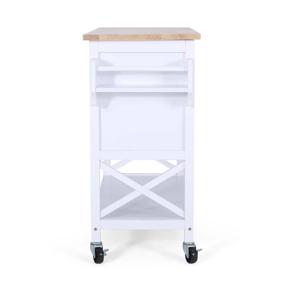 Finzer White Bar Cart with Drawers by Noble House - Image 2