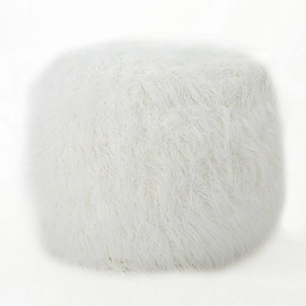 5 ft. White Long Faux Fur Bean Bag by Noble House - Image 8