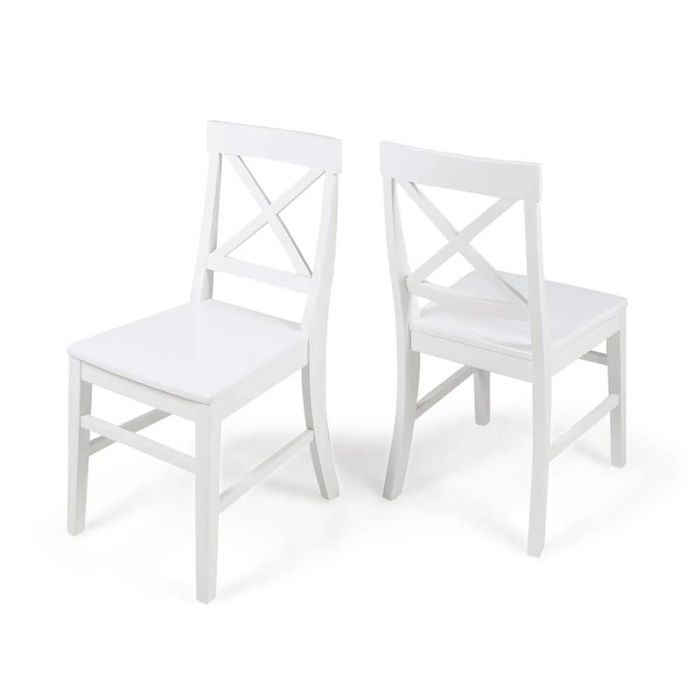 Roshan White Finish Wood Dining Chairs (Set of 2) by Noble House