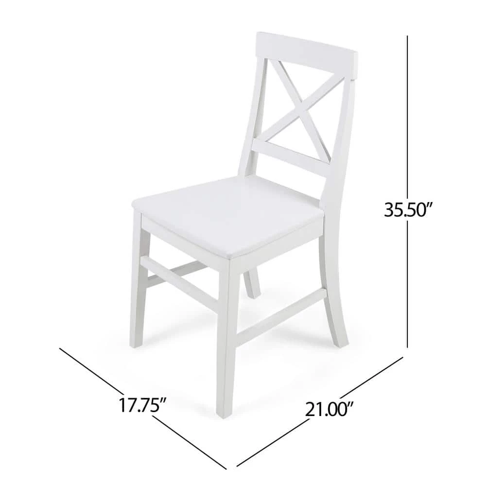 Roshan White Finish Wood Dining Chairs (Set of 2) by Noble House - Image 7