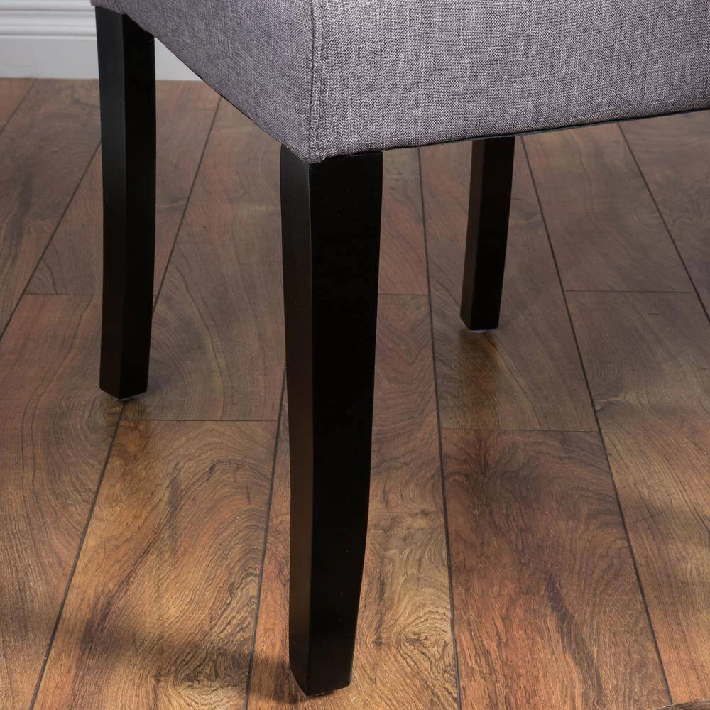 White and Brown Button Back Fabric Dining Chairs (Set of 2) by Noble House - Image 6