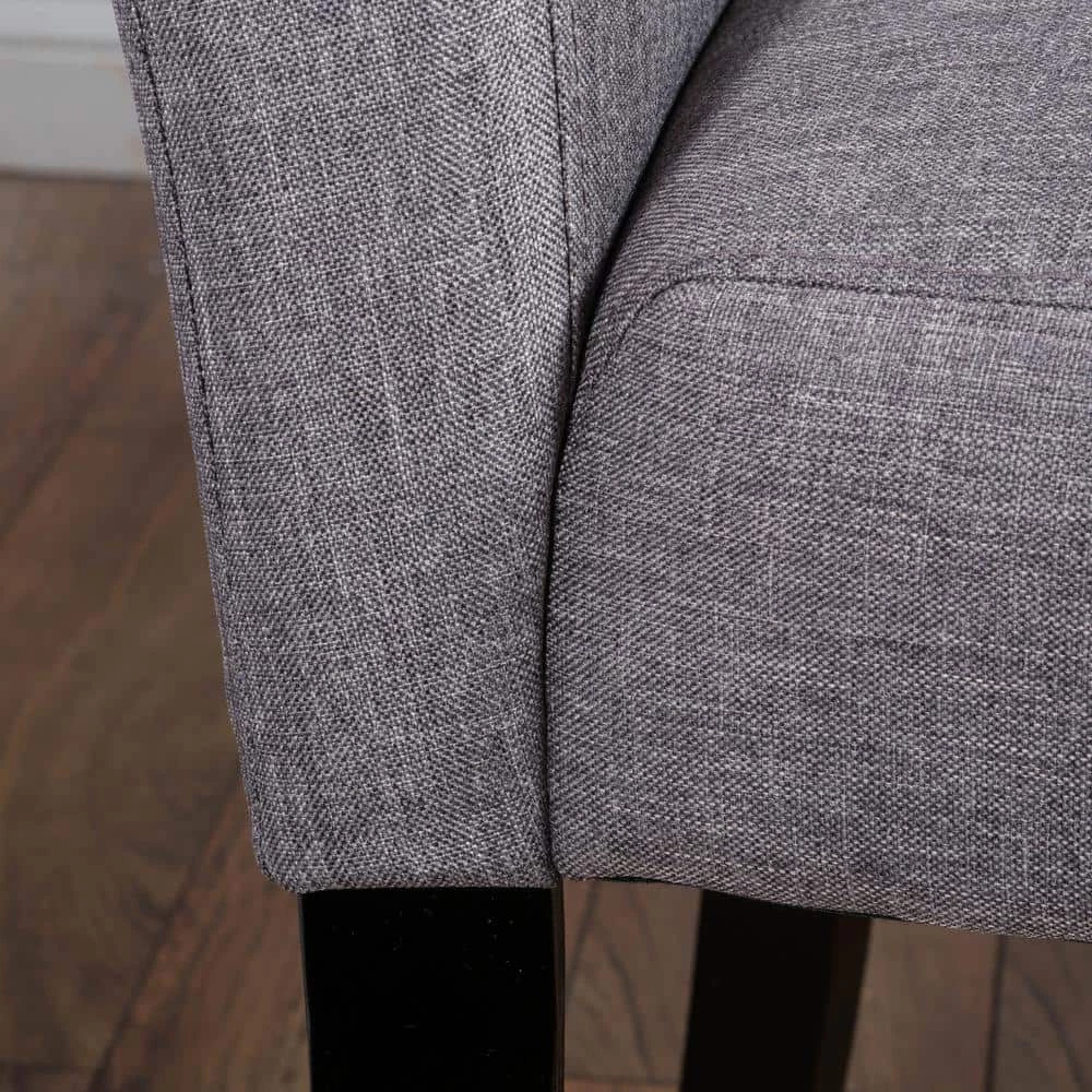 White and Brown Button Back Fabric Dining Chairs (Set of 2) by Noble House - Image 4