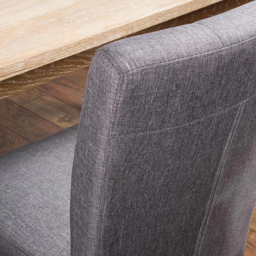 White and Brown Button Back Fabric Dining Chairs (Set of 2) by Noble House - Image 2