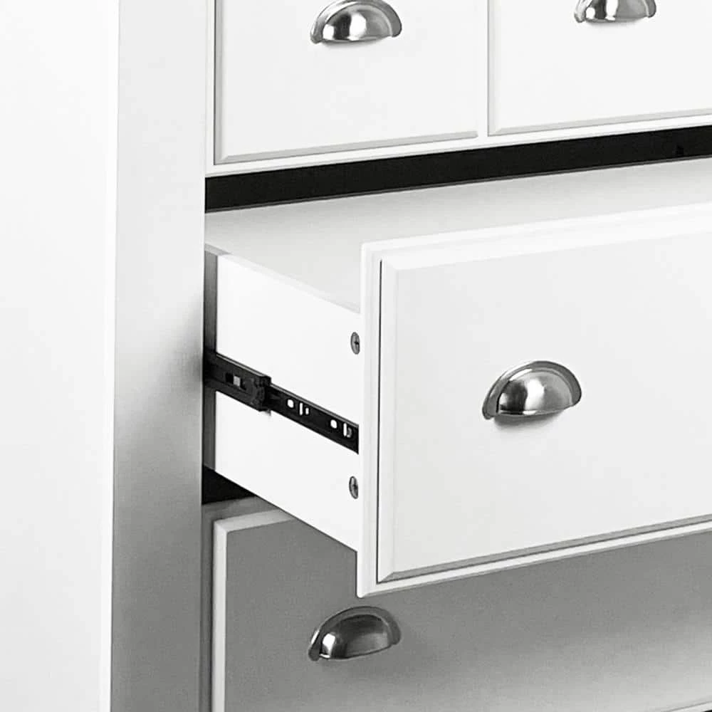 Bellic 4-Drawer White Dresser Rectangle Medium Density Fiberboard (MDF) 42.75 in. x 34.75 in. x 19.75 in. by Noble House - Image 7