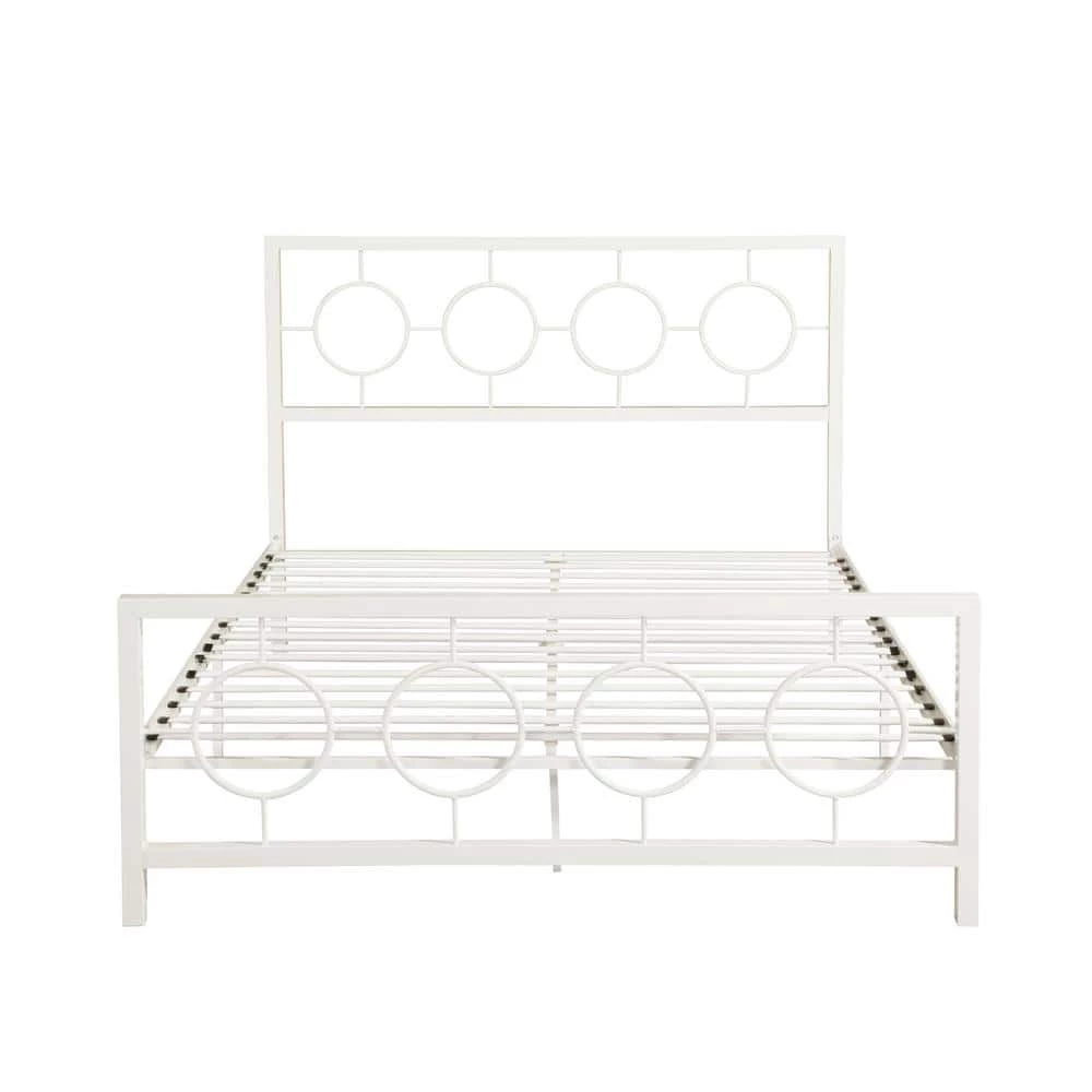 Francoise White Queen Wrought Iron Bed Frame by Noble House