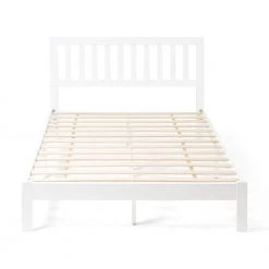 Norgate White Wood Queen Bed Frame by Noble House