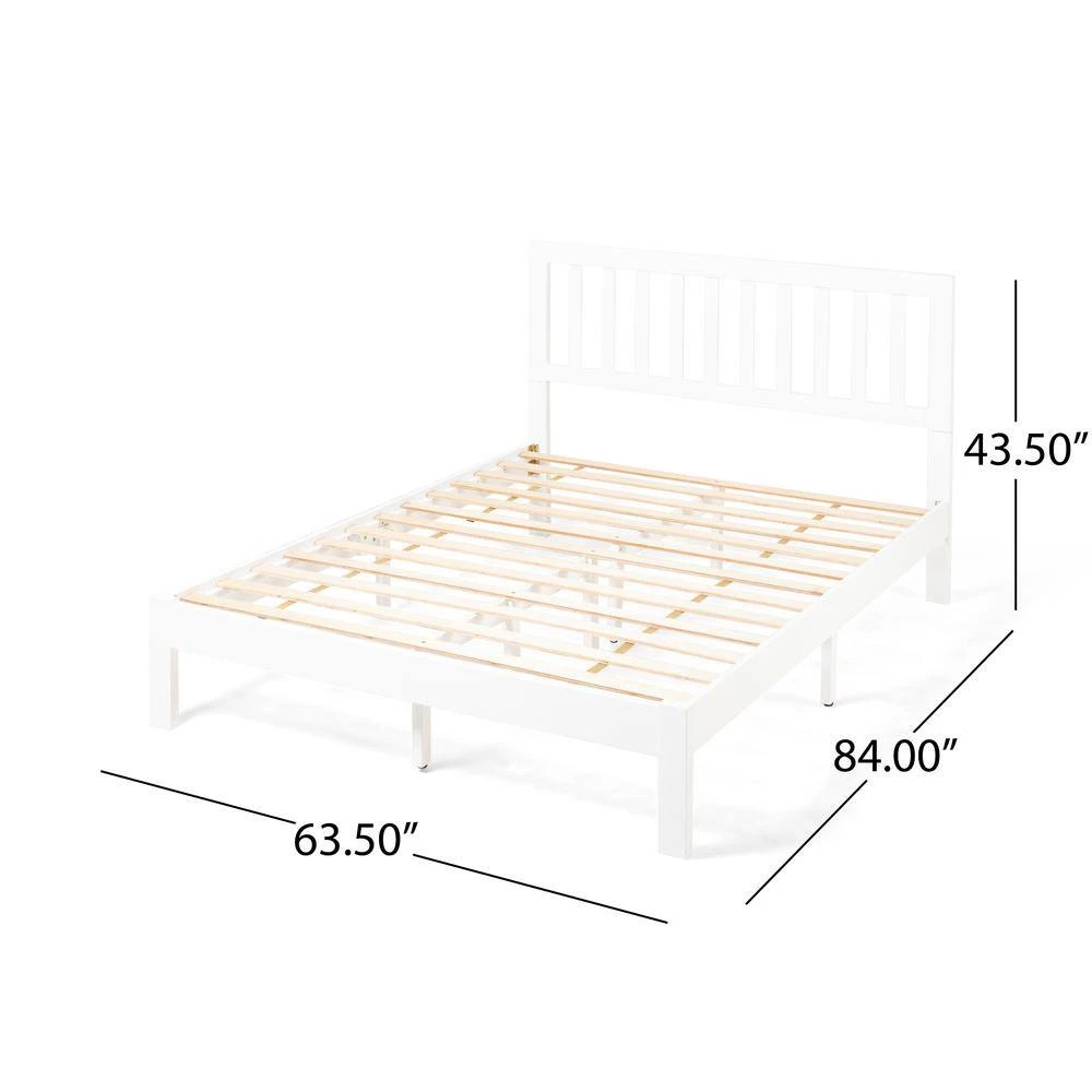 Norgate White Wood Queen Bed Frame by Noble House - Image 6