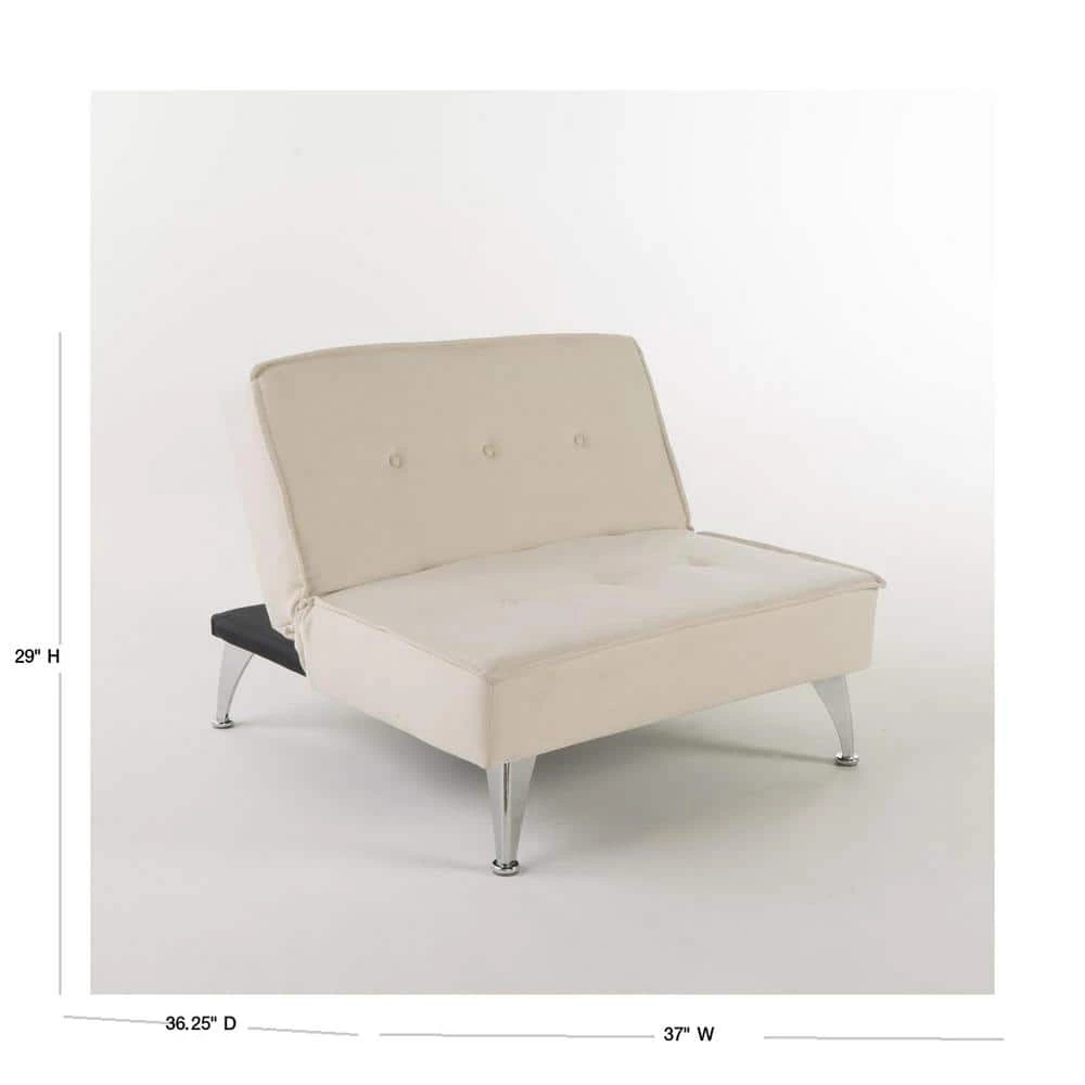 37 in. White Polyester 2-Seater Full Sleeper Armless Sofa Bed by Noble House - Image 3