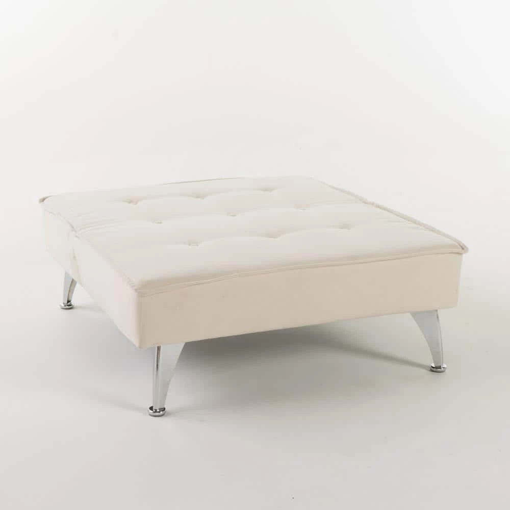 37 in. White Polyester 2-Seater Full Sleeper Armless Sofa Bed by Noble House - Image 6